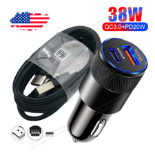 38W Fast Car Charge Adapter TypeC Android Phone Charger Cable For Samsung Galaxy