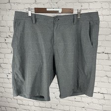 Hang Ten Grey Zipped Drawstring Chino Board Shorts Swim Trunks Pockets Size 38