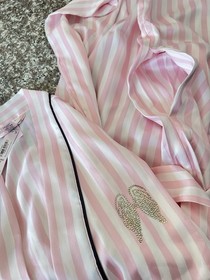 Victoria&rsquo;s Secret Iconic Pink White Striped Satin Robe XS/S Brand New