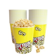 32 Oz Popcorn Buckets 50 Pack Style Disposable Popcorn Box Grease Resistant S...