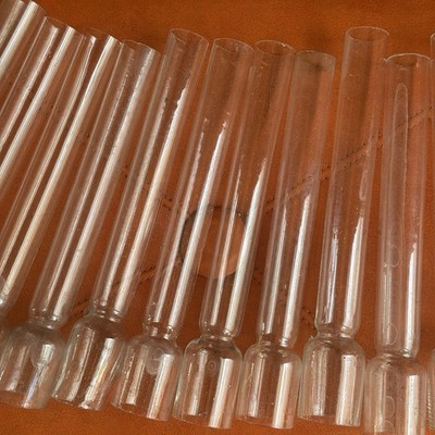 23 Clear Glass VINTAGE OIL LAMP CHIMNEYS KOSMOS 10.5  X 1.5  X  1.0625 
