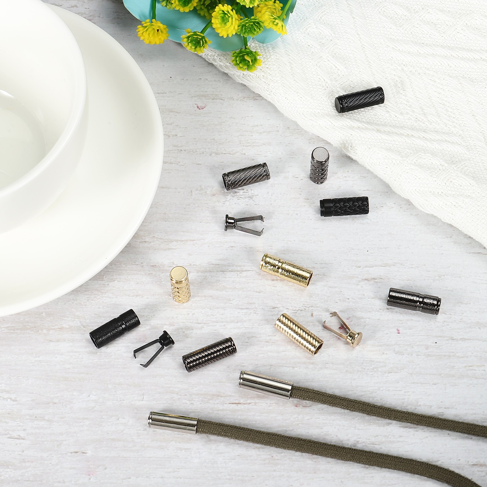 APL Punte per Lacci 4 Pezzi Punte per Lacci per Scarpe Stringa Grigio Scuro Stile C