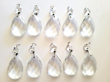 10 Vintage Teardrop Pear Crystal Chandelier Faceted Clear Prisms 2"