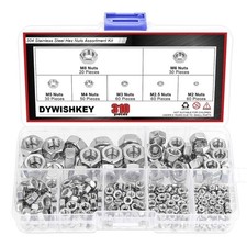 310 Pieces Metric 304 Stainless Steel Hex Nuts Assortment Kit for Screw Bolt