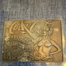 Coca-Cola Metal Belt Buckle Bronze Food Drink Theme Vintage