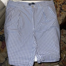 Polo Ralph Lauren Tyler Golf Shorts Mens 38 Blue Gingham Check Plaid Pleated