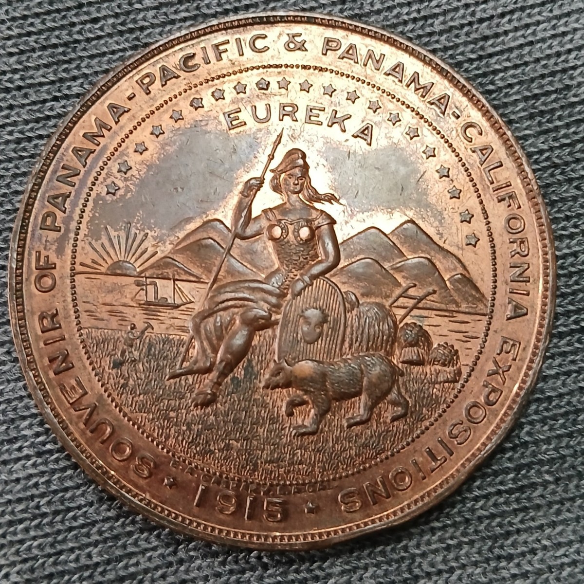 1915 RARE Panama Pacific Exposition Lucky Penny Indian California