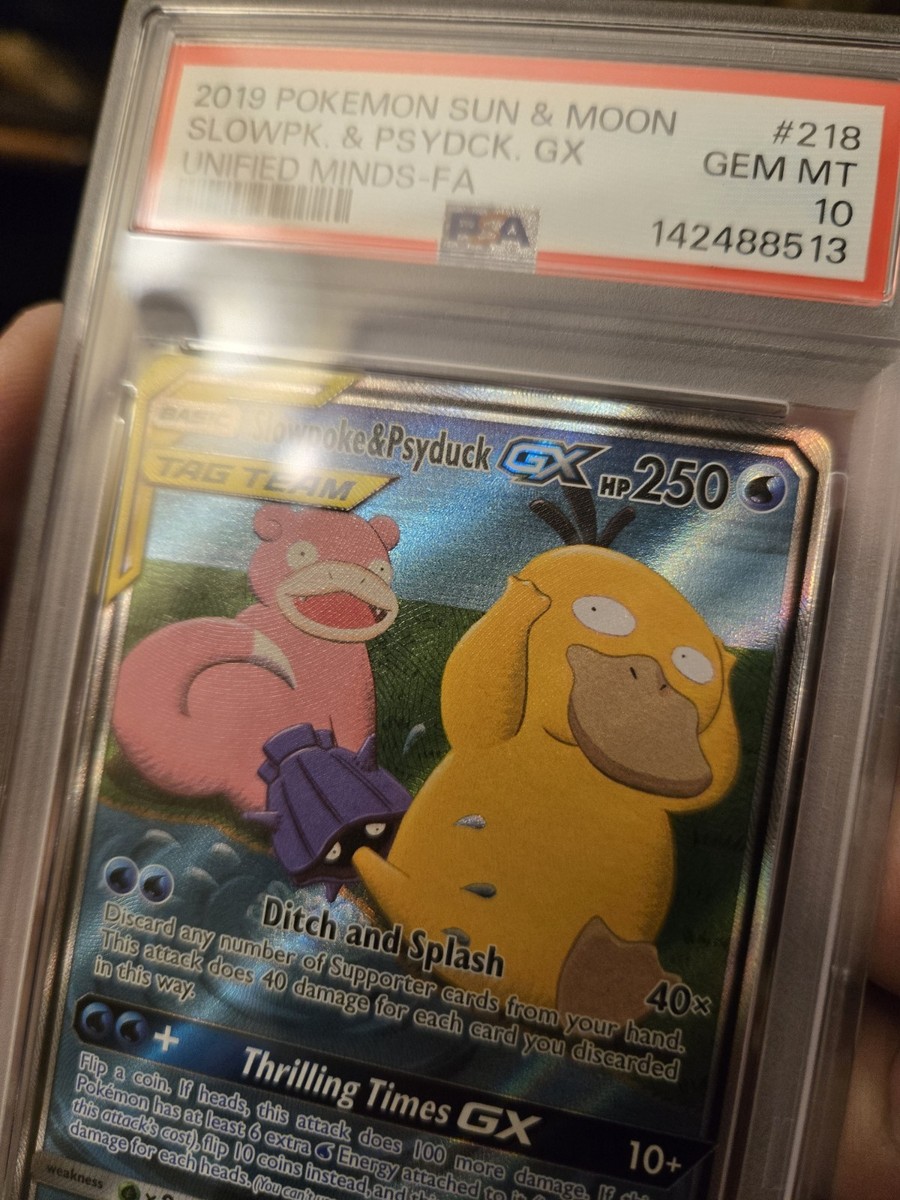 PSA 10 Pokemon Slowpoke & Psyduck GX Unified Minds Full Alt Art