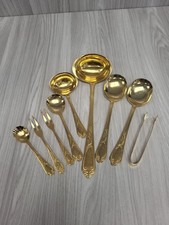 Vintage 23/24 Karat Martvergoldet/Hartvergoldet Gold Spoon  Serving Set.PS