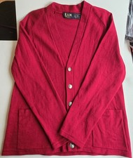 Vintage 100 wool cranberry red Le Roy mens cardigan sweater button-up knit XXL