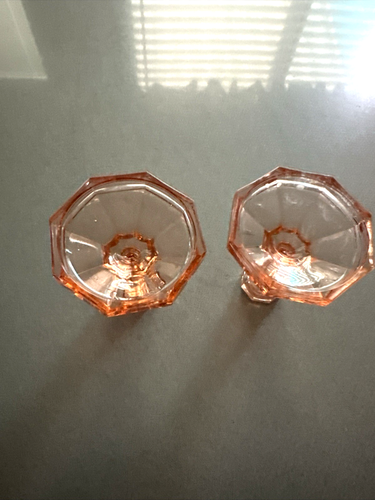 Smith Glass Dominion Pink Depression Glass Candlestick Pair 4¼” Vintage - Picture 4 of 6