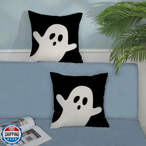 AGAYNA Halloween Kissenbezüge 18x18 schwarz-weiß Geist Deko Dekokissen - Bild 5 von 5