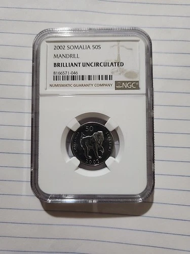 🚨 2002 Somalia 50 shillings Scellini Mandrill Monkey NGC BU Uncirculated