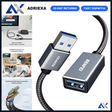 USB 3.0 Extension Cable 1.5ft, Nylon Braided, Compatible with Webcam, Mouse, Pri