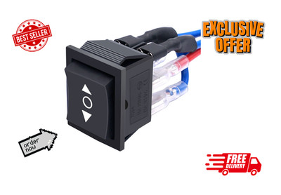 12V Momentary Polarity Reverse Rocker Switch 6 Pin (ON)-Off-(ON) w/Jumper Wires
