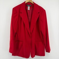 Sag Harbor Womens Red Single Button Notched Lapel Blazer Jacket Size 14