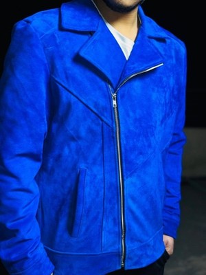 SUEDE HENRY STYLE LEATHER JACKET MADE WITH PREMUM SUEDE ARTWORK OF PANELS