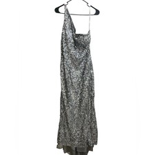 Sherri Hill Silver Sequin Prom Formal Dress Gown SZ 16