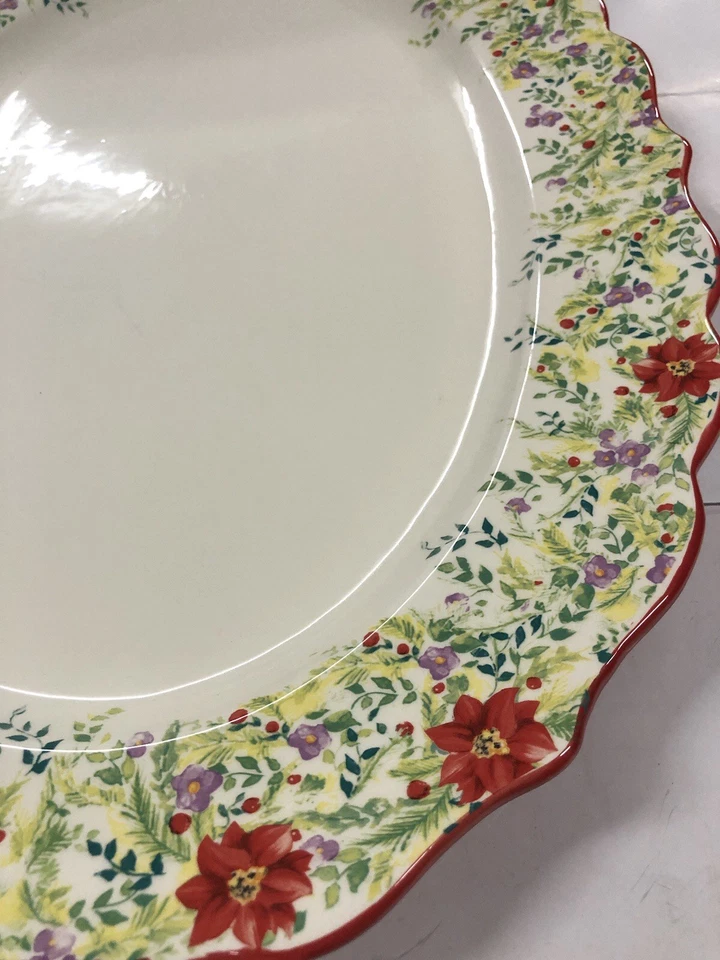 Plato para servir pavo rojo floral rojo Pioneer Woman Holiday Cheer 21" Foto 2 de 4