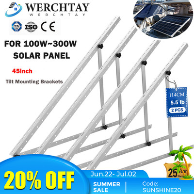 Solar Panel RV Tilt Mount Brackets 45In Roof Flat Surface Adjustable Frame 2 set