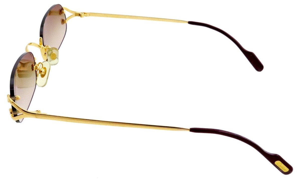 Vintage CARTIER C Decor 52mm Gold Rimless Sunglasses 