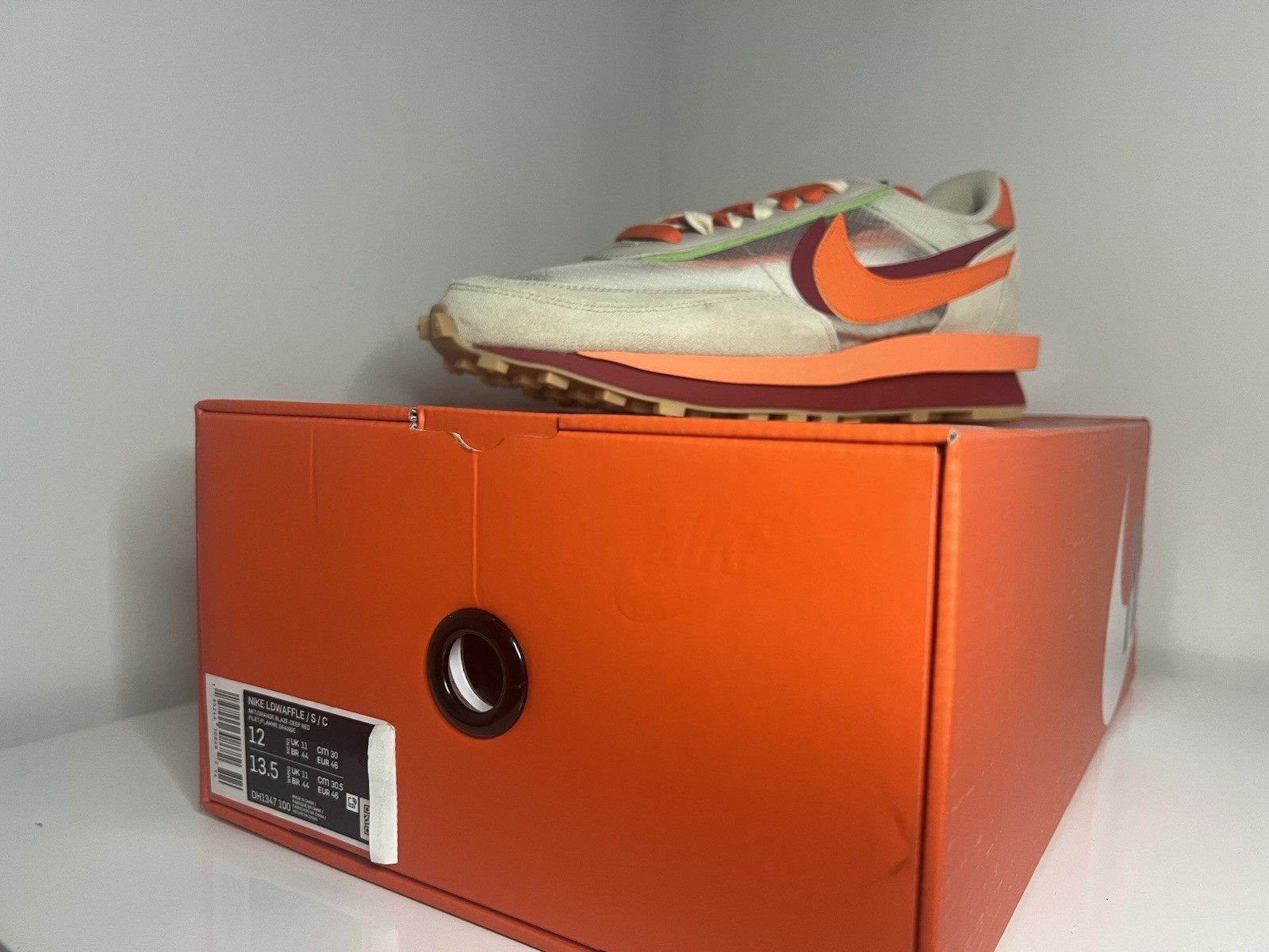SACAI X NIKE Nike LD Waffle Sacai x CLOT Kiss of Death Orange Blaze Sneakers Uomo Taglia 12