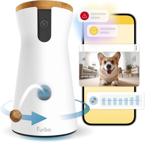 Furbo Dog Camera 360 View Rotates Automatically Treat Toss 2 Way Talk