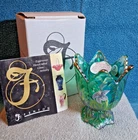 VINTAGE FENTON  IRIDIZED EMERALD GREEN 2-WAY VOTIVE CANDLE HOLDER WITH BOX