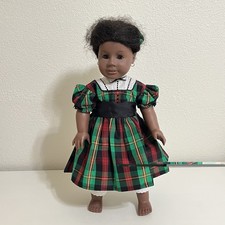 Vintage American Girl Addy Walker Pleasant Company Doll 18" Green Tartan Dress
