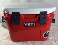 YETI Roadie 15 Hard Cooler Rescue Red White Navy Carry Strap Camping Fishing NWT