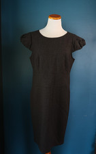NWT Adrienne Vittadini Cap Sleeve Ponte Gray Dress Wool Blend Dark Academia 12