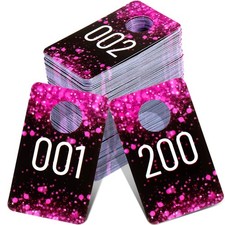 Jetec 200x Rose Red Plastic Number Tags Consecutive Normal/Mirror Reusable