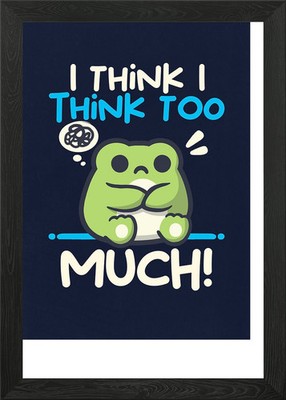 Cute Frog Thinking Too Much Framed Wall Art Poster Print Picture