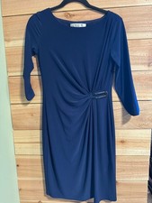 Navy Ruched Midi Dress Quiet Luxury Office Siren Minimalist