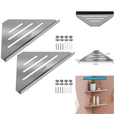 2 Pk Stainless Steel Corner Shelves Wall Mount Shower Bathroom Kitchen Organizer