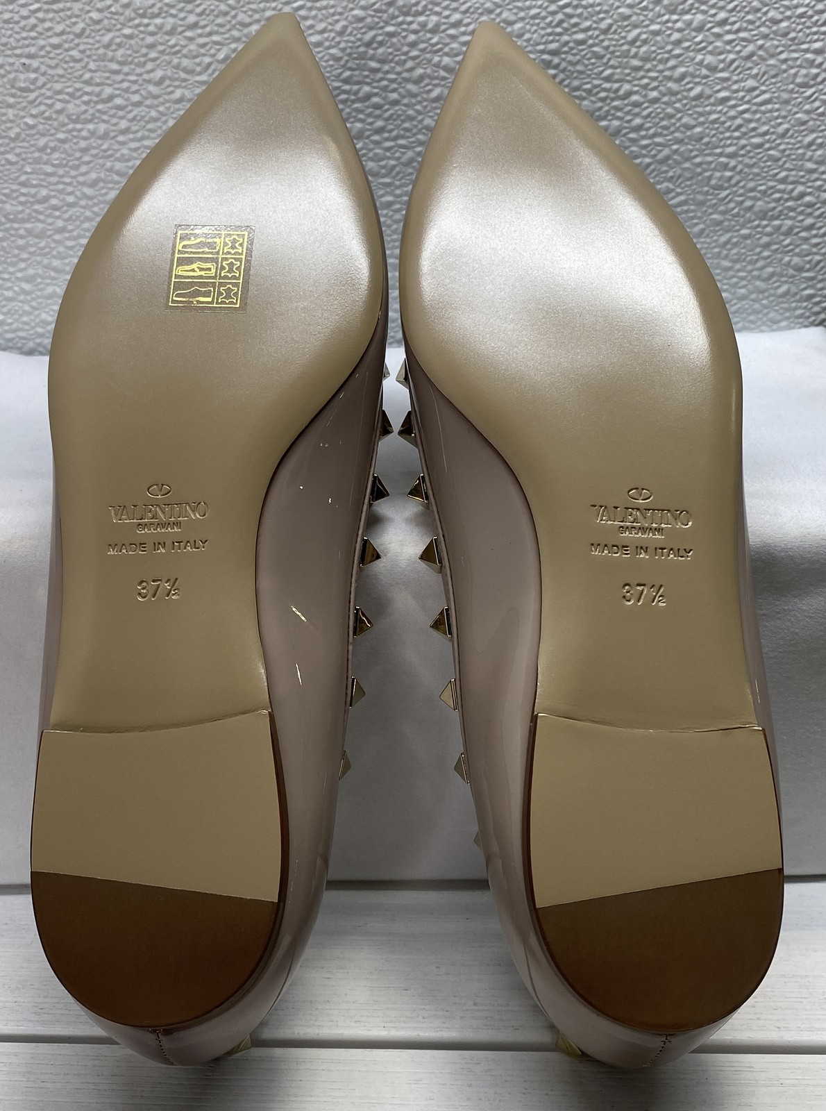 Valentino Garavani Patent Rockstud Ballet Flats Women's Size 7.5 Poudre Leather thumbnail 6