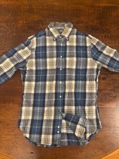 Gitman Bros Vintage Shirt Mens Medium Blue Plaid Cotton Button Down Made in USA