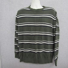 Sweater for Mens Large Green Long Sleeve Crew Neck Knit Pullover Cotton Preppy