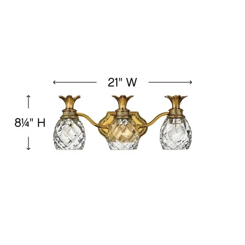 Hinkley Bath Plantation Medium Three Light Vanity 21" Burnished Brass - Picture 5 of 9