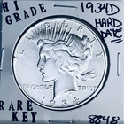 1934 D PEACE SILVER DOLLAR HI GRADE GENUINE U.S. MINT RARE KEY COIN 8848