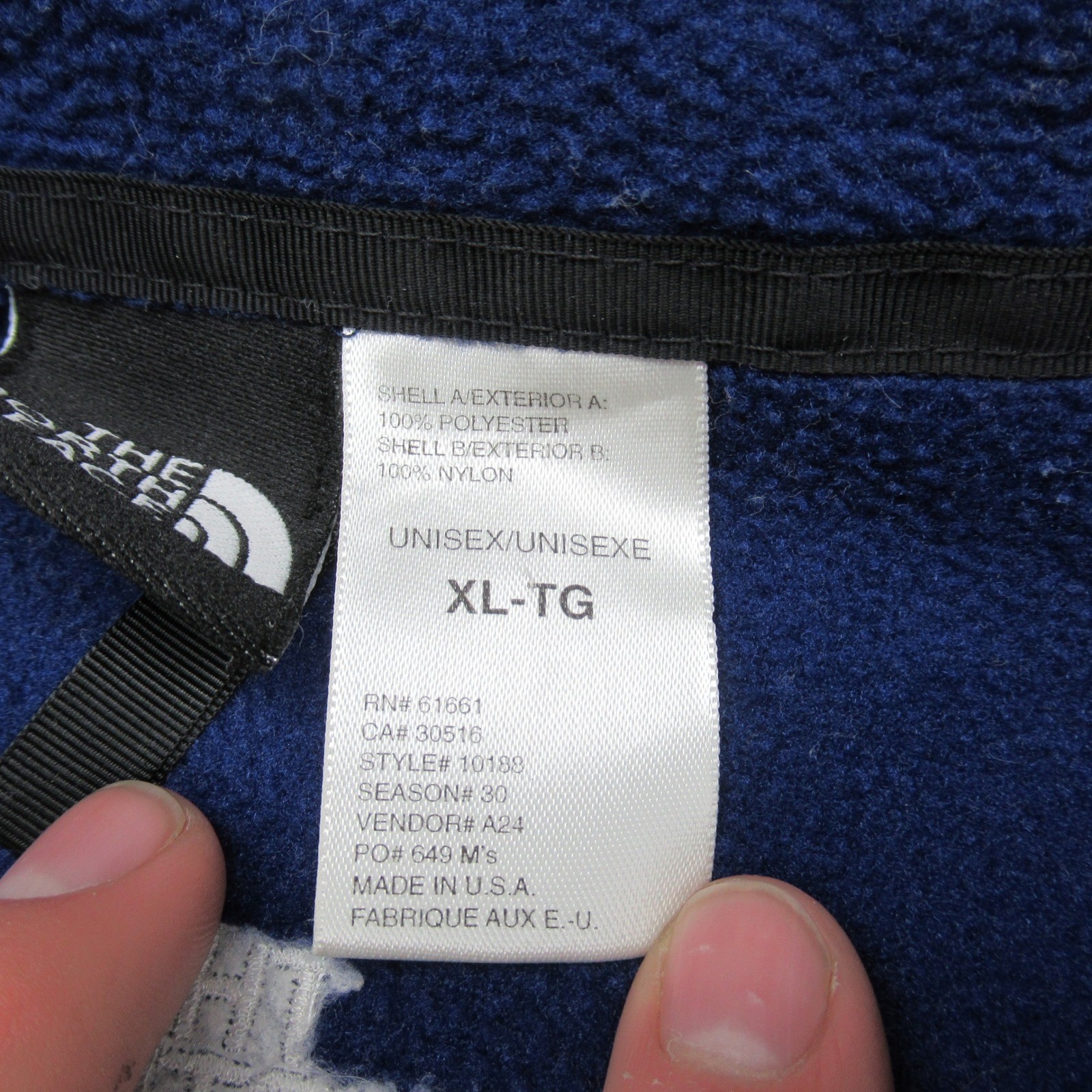 North Face Jacket Unisex XL Blue Pockets Polartec Fleece FullZip RARE VTG USA thumbnail 5