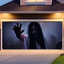 Remagr Halloween Ghost Garage Door Cover Decoration, 6 x 13 ft Creepy Horro...