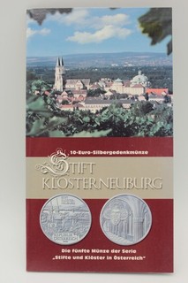 PRAGER: Österreich 10 Euro 2008 Stift Klosterneuburg Silber [N16]#k