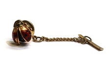 Spilla spilla bottone bavero coleottero da donna in oro giallo 14 kt smalto dipinto rosso 1,5 g