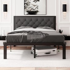 Feonase Full Size Metal Bed Frame, Heavy-Duty Platform Bed Frame with Linen