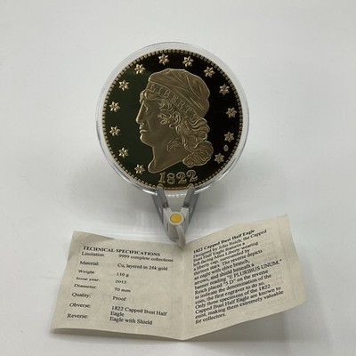 2012 Issued 1822 Capped Bust Half Eagle 70mm Copper Proof Coin American Mint