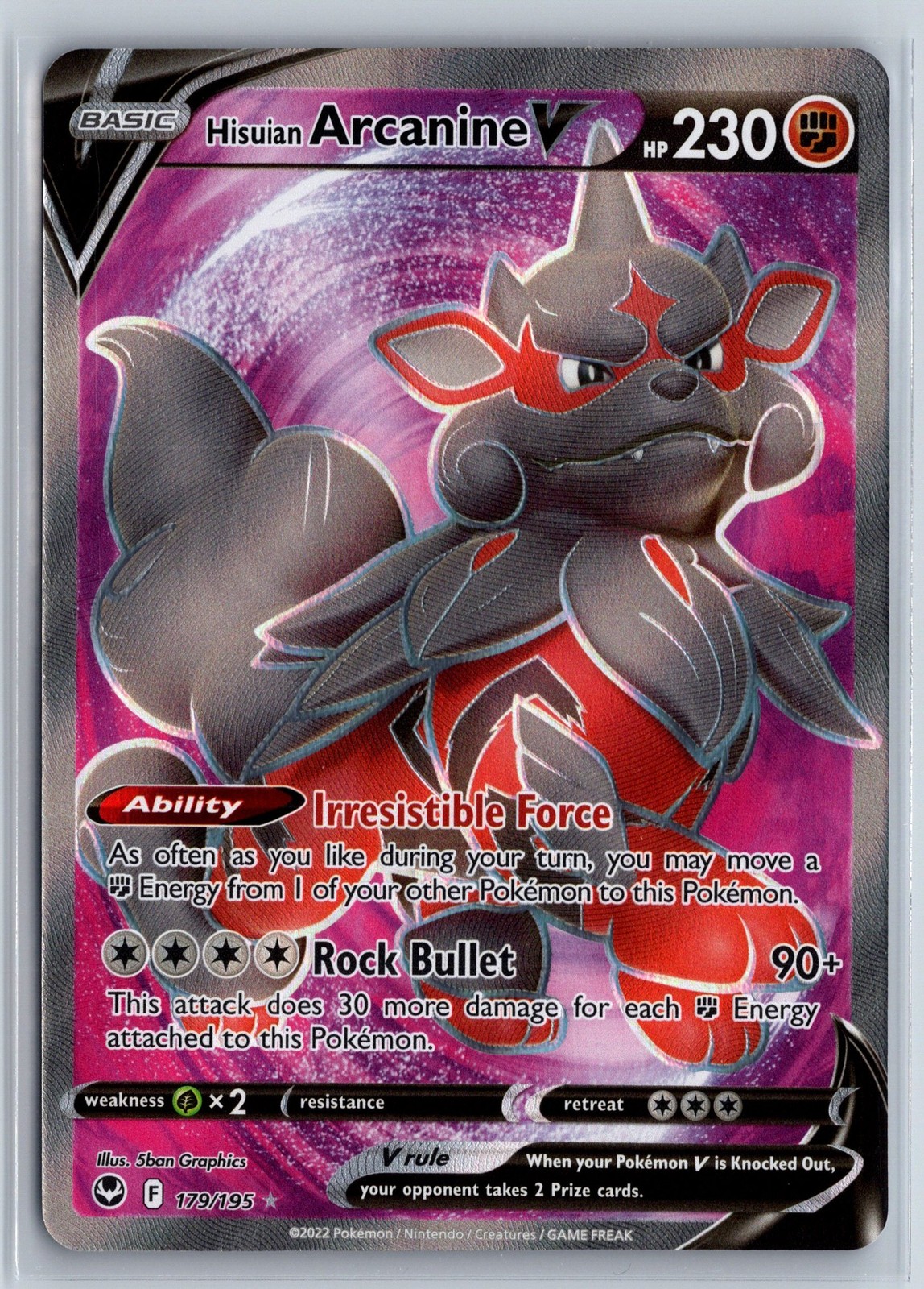 Hisuian Arcanine Pokémon TCG Silver Tempest Ultra Rare 179/195 Pokemon NM Foil