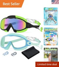 Swim Goggles 2 Pack Anti-Fog Anti-UV Wide View No Leakage Swimming Goggles fo...