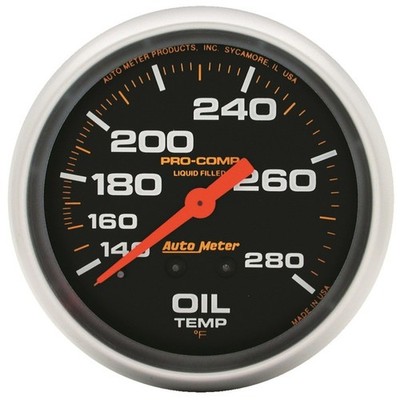 Autometer Liquid Filled Mechanical 66.7mm 140-280 deg F Oil Termperature Gauge