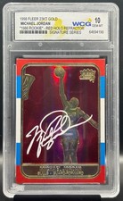 1198 Fleer 23KT Gold Michael Jordan 1986 Rookie Red Holo Signature Series WCG 10